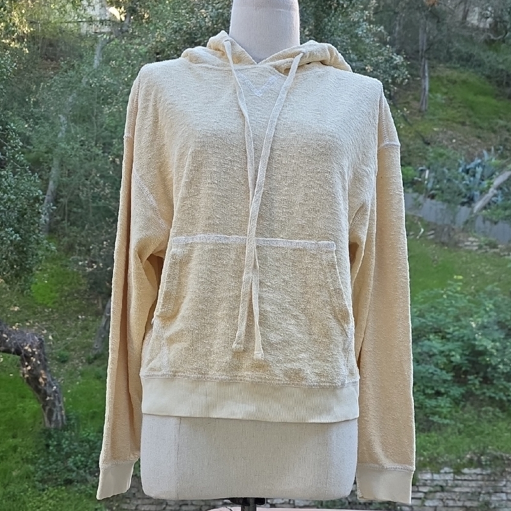 NWT UNSUBSCRIBED CROPPED BATWING HOODIE SLUB IN EARTH SIZE XXS